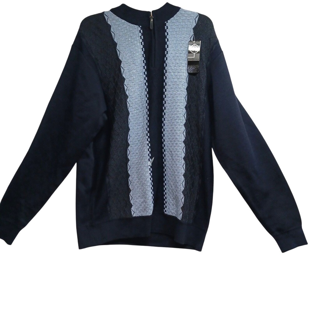 Chereskin Mens XL Quarter‎ Zip Sweater Navy Blue Textured Knit Pullover CXTQ200
